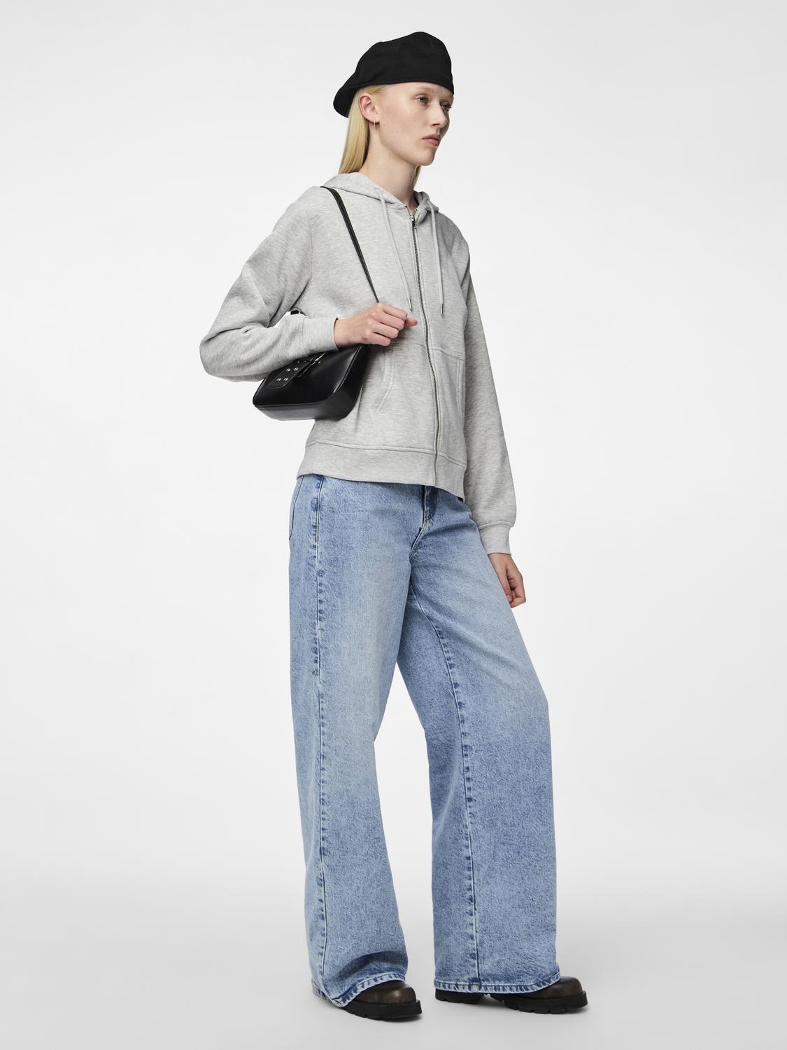 PCCHILLI Zip Sweatshirt - Light Grey Melange